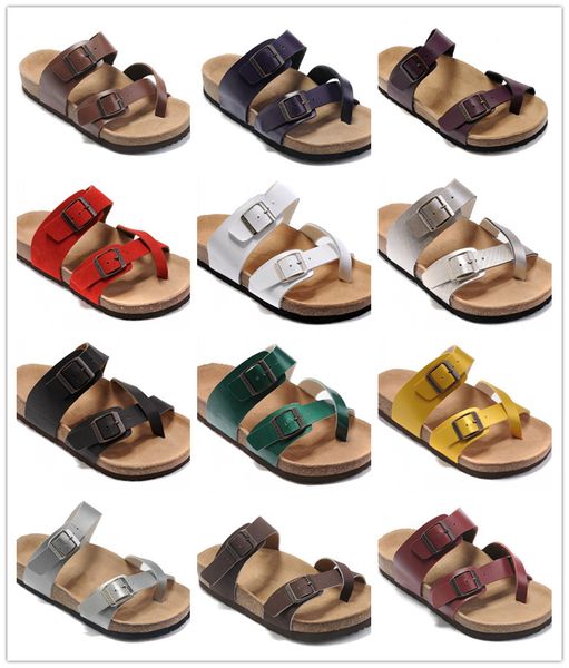 

Colorful famou brand birk men women 039 flat heel andal cla ci ummer beach hoe with buckle genuine leather lipper