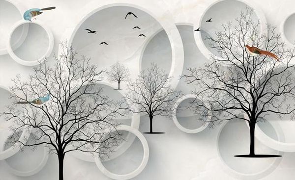 

3d круг накачивания леса силуэт тв фоне стены окна росписи обоев