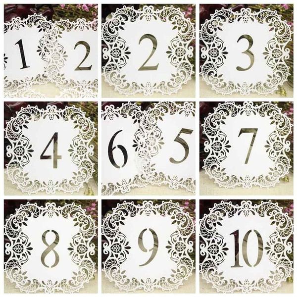 

european hollow wedding table card models (1 to 10 each one) hollow lace table number table cards wedding