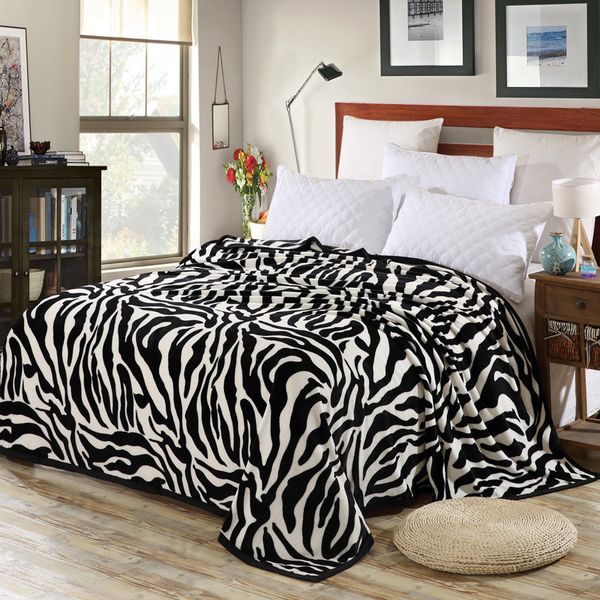 

super soft smooth fabric blanket and sofa zebra pattern print blanket comfortable soft 200x230cm large size easy to carry