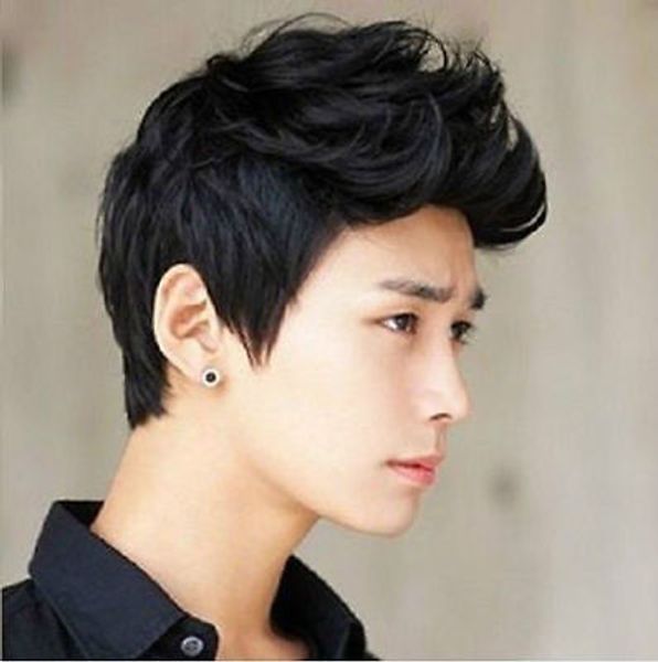 

gt;>>2018 handsome boys short wig vogue korean men male hair toupee, Black;brown