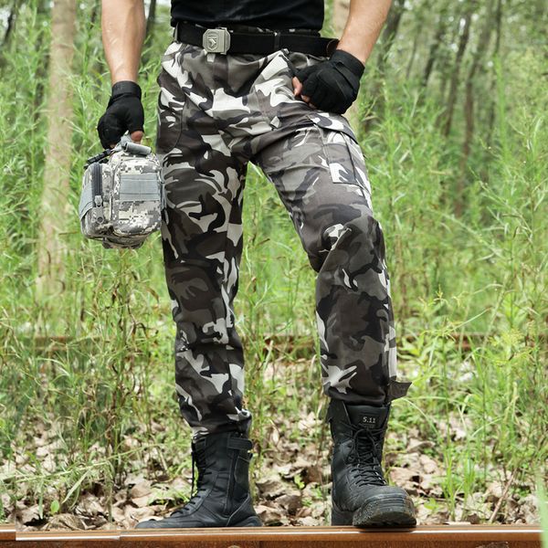 

camouflage pants cargo pants men army work pantalones combat swat tactical pant camo overalls jogger casual trouser, Black