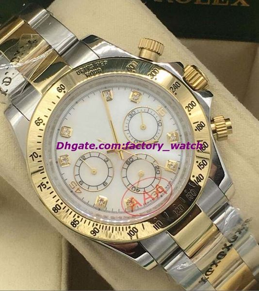 

selling luxury watch 40mm two tone 18k yellow gold & steel diamond dial ref. 116523 automatic fashion brand men's watch wristwatch