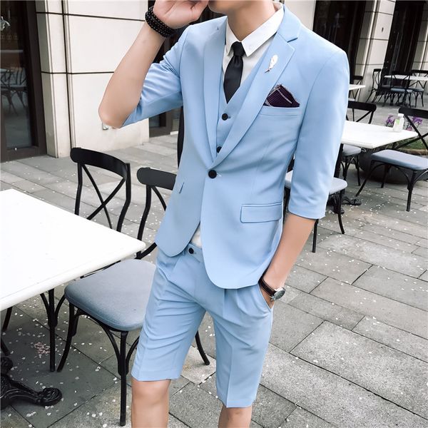 

sleeve short-sleeved thin suit men's suit young students handsome casual small korean slim, White;black