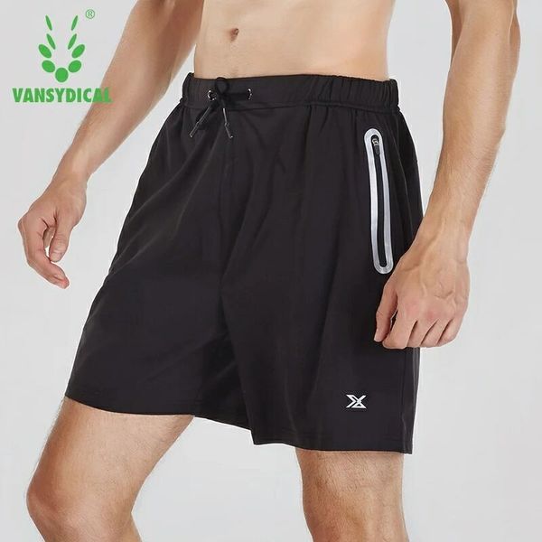 

vansydical sports running shorts men's zipper pocket fitness basketball shorts breathable quick dry training jogging gym, Black;blue