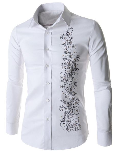 

geek new spring men shirt long sleeve, White;black