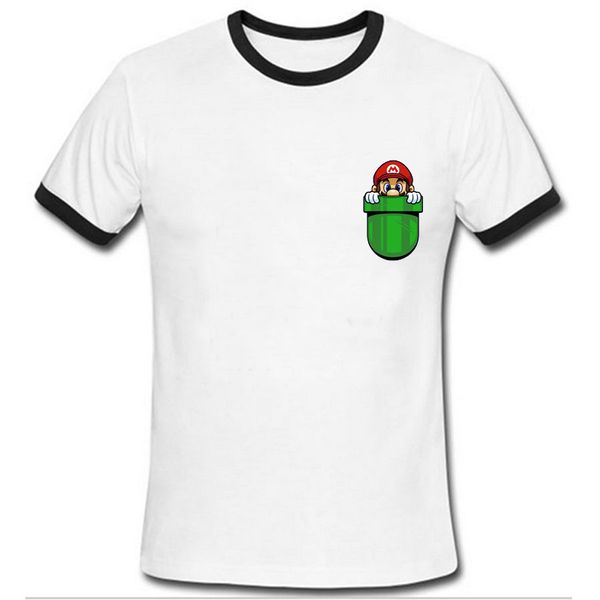 

men tshirt 2016 funny mario inside your pocket t shirt summer brand clothing fashion creative t-shirt men short sleeve tees, White;black