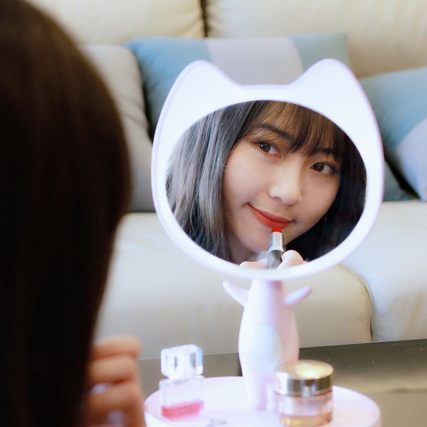 

cat led cartoon cute light mirror smart makeup mirror table lamp with light
