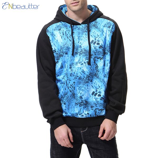

enbeautter men hoodie 2018 new autumn winter print patchwork hooded pullover coat fashion casuals sweatshirts sudaderas hombre, Black