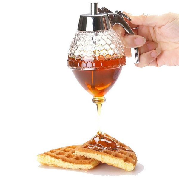 

new 200ml honey dispenser honey container cup juice jam kettle kitchen bee drip stand holder portable storage pot t3i0255