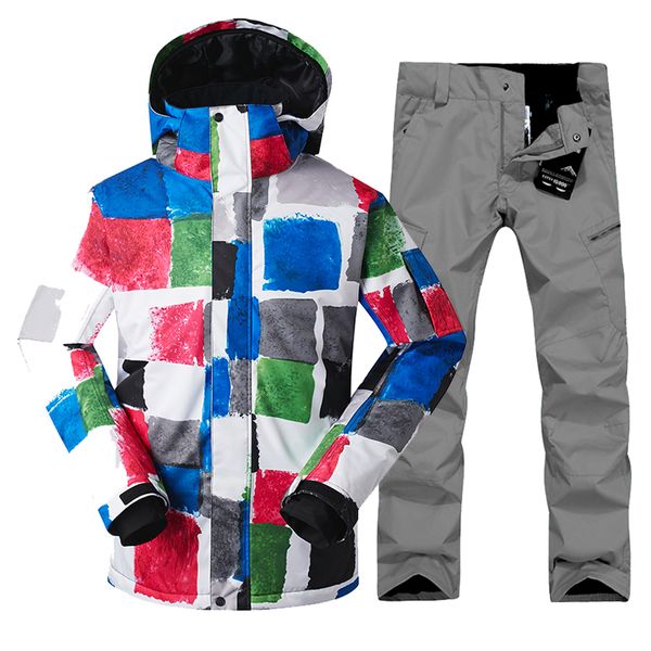 

2018 men ski suit gsou snow skiing jacket pant windproof waterproof thermal snowboard clothing trouser outdoor sport wear suit