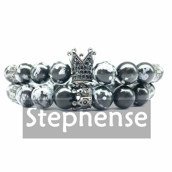 

cz0026 2018 crown charm bracelet natural snowflake stone bracelet energy zircon bead bracelet wholesale, Black