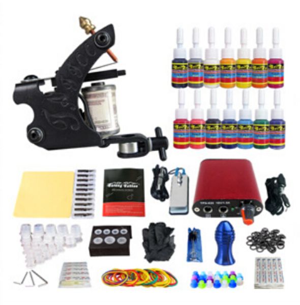 Оптово-Ophir 269PCS / комплект татуировки Kit Chine Gun 7Colors Tattoo inks Пигментная индукция татуировки Машина для новичка Тело Tatto Art