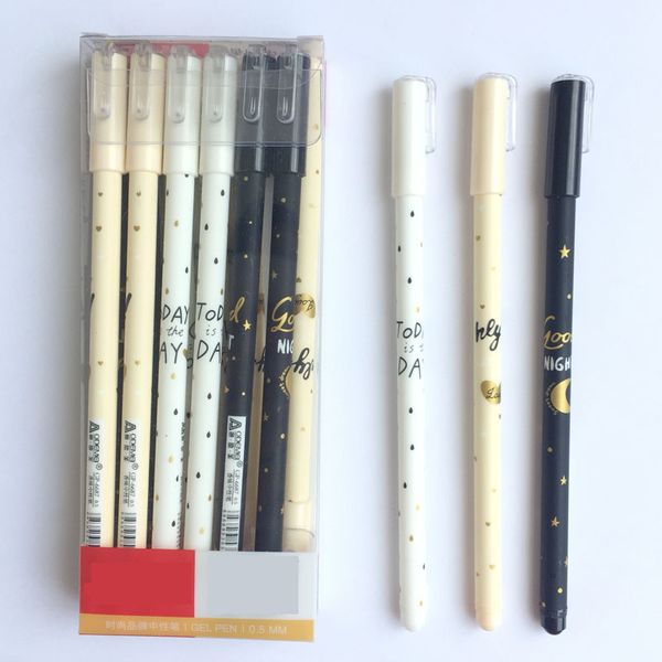 

3x kawaii pastel starry sky moon heart gel pen school office supply student stationery black ink 0.5mm