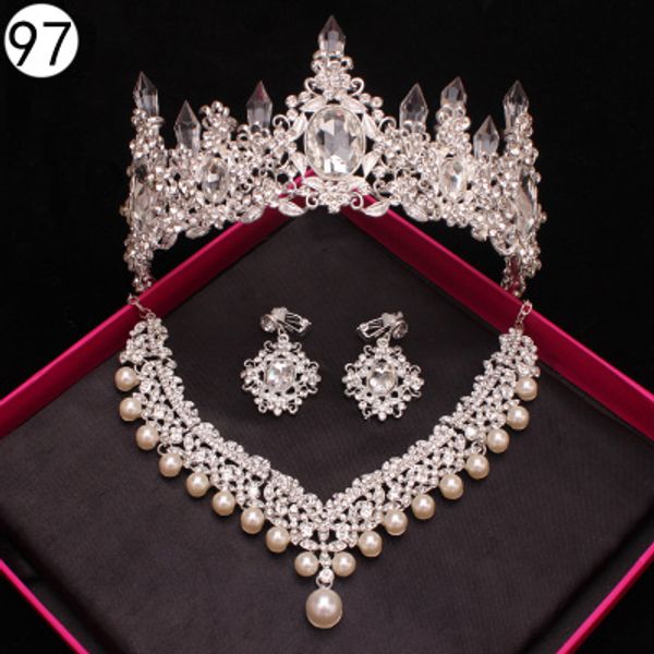 

whole salewedding jewelry set necklace and earrings crystal crown diademe mariage braut krone accessories capelli sposa coroas para noiva, Slivery;golden