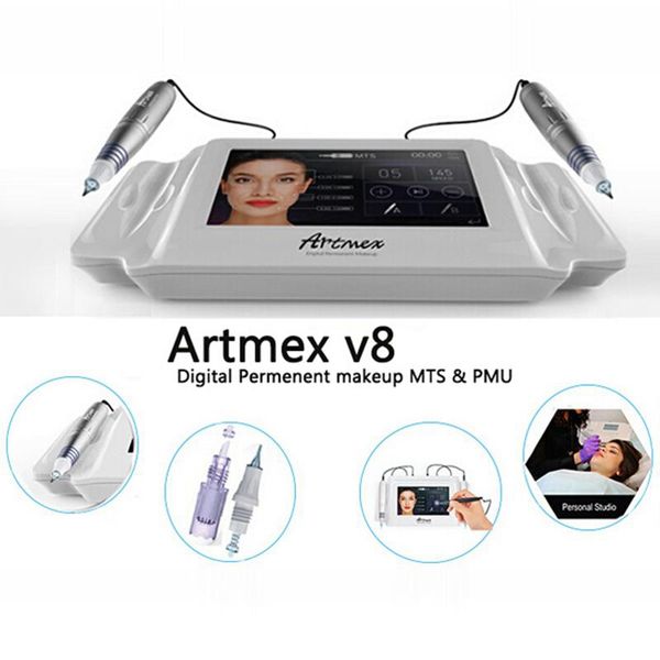 

intelligent cosmetic 2 in 1 tattoo & permanent makeup equipment microneedle roller double pen digital micropigment artmex v8 dhl fast ship