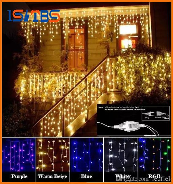 Tenda Ghiacciolo Led String light Luce natalizia 4m Droop 0.4-0.6m Decorazione esterna 220V 110V luce natalizia led Capodanno Giardino Matrimonio