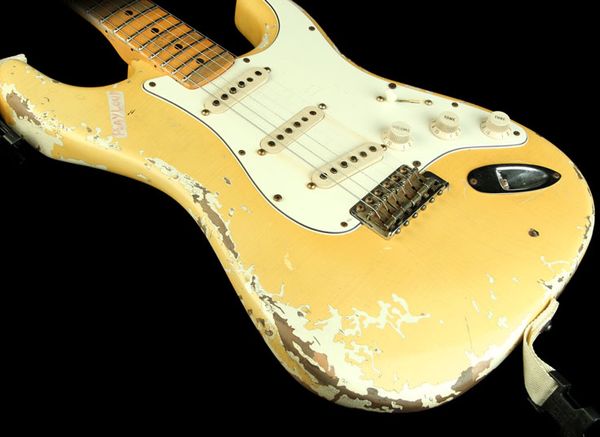 

rare masterbuilt yngwie malmsteen play loud tribute handmade heavy relic st electric guitar maple neck, scalloped fingerboard, big headstock