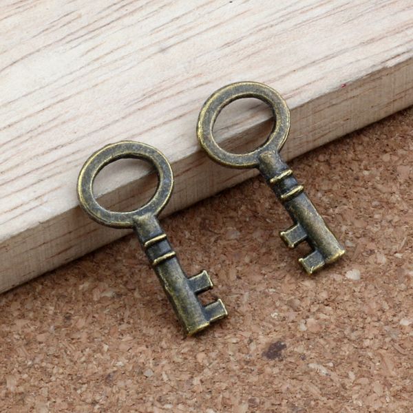

antique bronze small key charm pendants 200pcs/ lots 11.5x23.5mm alloy jewelry diy fit bracelets necklace earrings a-323, Bronze;silver