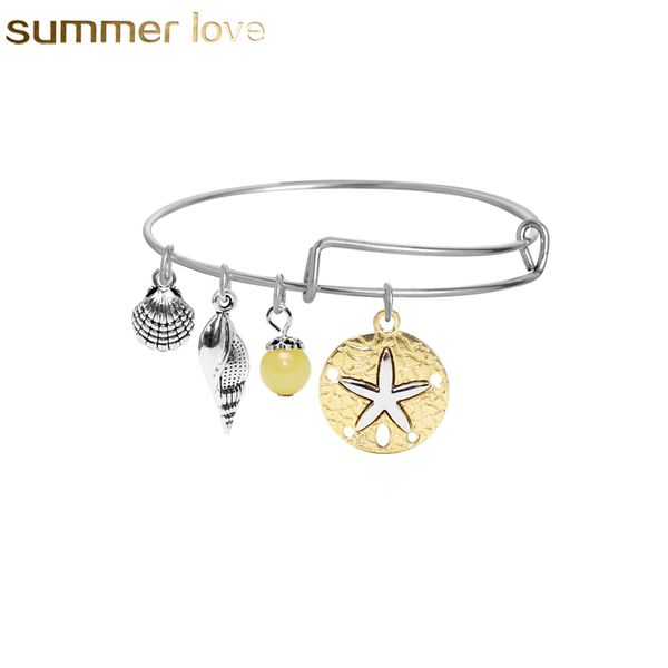 

fashion lover bracelets bangles made with love heart cute apple sea snail charms expandable wire bangle bracelet for women kids christmas ne, Golden;silver