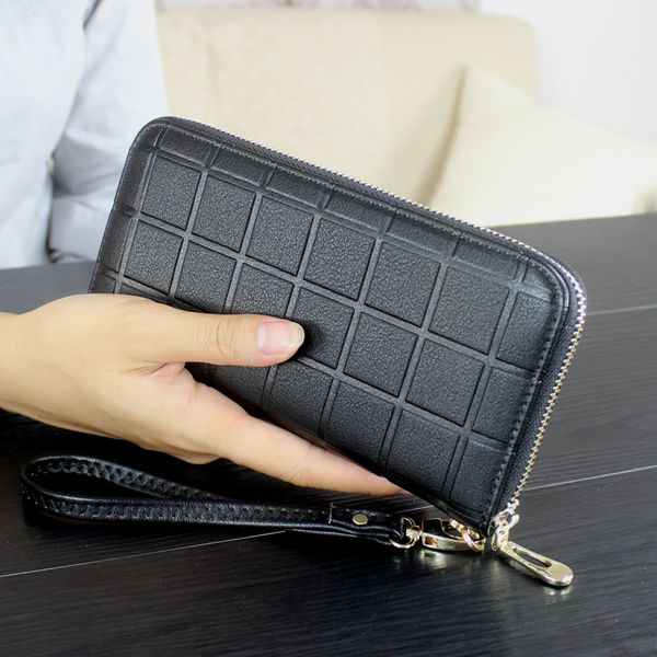 

spring 2018 new ms. lingge purse south korean long zipper bag embossed man's hand bag mobile phone bag wallet