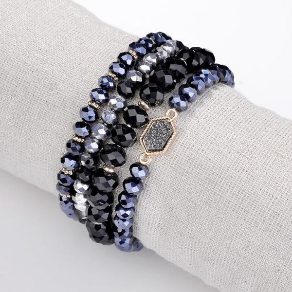 

natural stone beads glass crystal beaded bracelet set bracelet with a bracelet that protects against radiation, Black