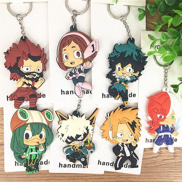 

my hero academia anime accessories soft silocone double-sided keychain backpack pendants anime key holder for youth gift, Slivery;golden