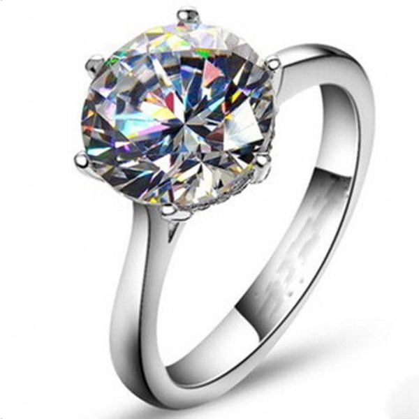 2016 Marca de Design Artesanal Mulheres Solitaire anel 4ct Diamante 925 Sterling Silver Wedding Band Anel de Noivado Presente