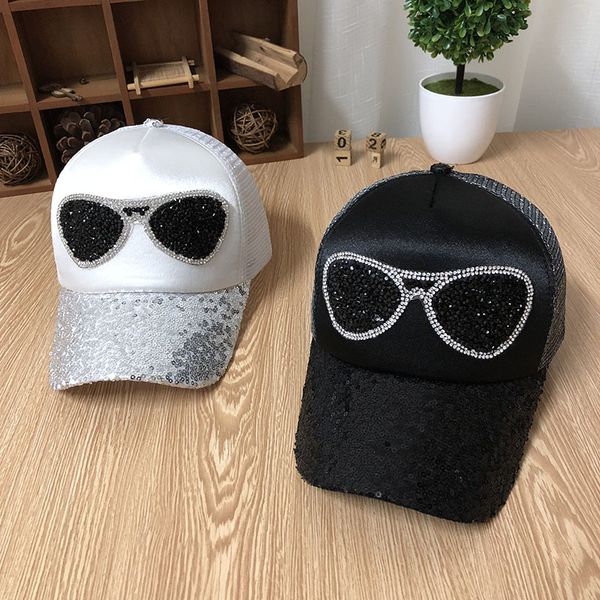 

new arrivals outdoor sunshade ponytail baseball cap luxury rhinestone decoration cap women mesh breathe baseball hat snapback, Blue;gray