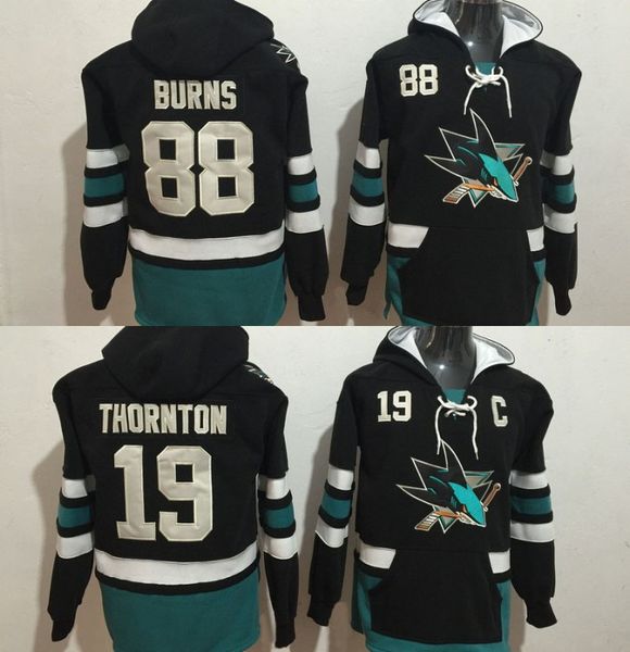 

San Jose Sharks Hockey Hoodie 19 Joe Thornton 88 Brent Burns Hockey Jerseys Men Stitched Jersey