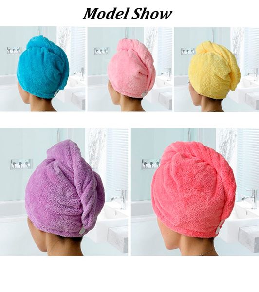 

wholesale women bathroom super absorbent quick-drying microfiber bath towel hair dry cap salon towel 25x65cm ing