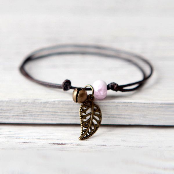 

new ceramic beads wings bracelet diy adjustable wax leather rope chain bracelet jewelry gift ing, Golden;silver