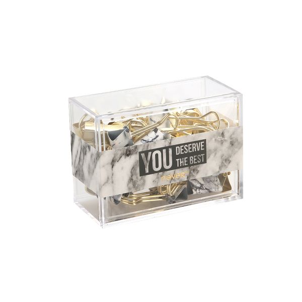 

2018 marble gold metal binder clips document paper long tail clips with clip holder new office accessories school supplies