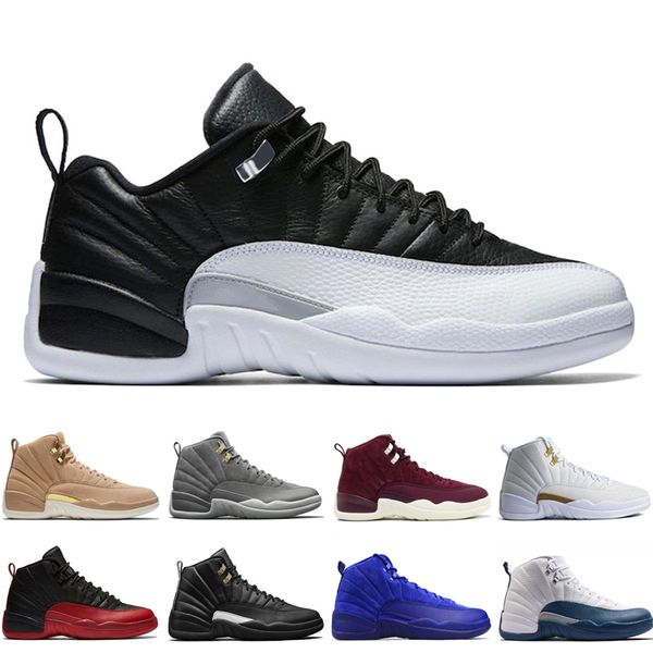 

12 12s men basketball shoes wheat dark grey bordeaux flu game the master taxi playoffs university gamma french blue wool sports sneakers