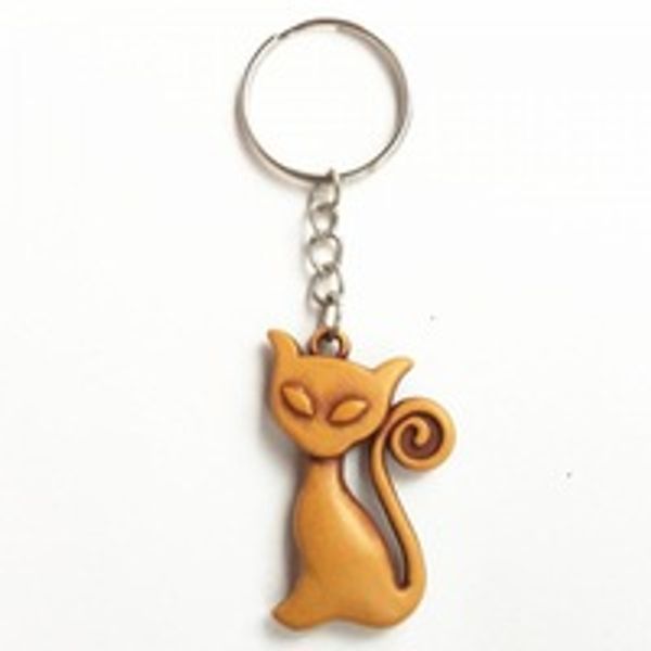 

ya15 imitation mahogany cat keychain pendant, Silver