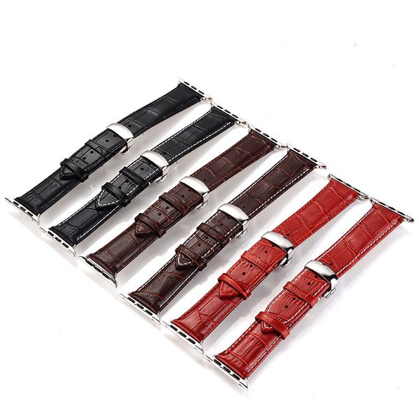 

Alligator Grain Calf Leather Watch Band strap for Apple Watch Series 1 2 3 Edition Sport 38mm 42mm series 4 40mm 44mm