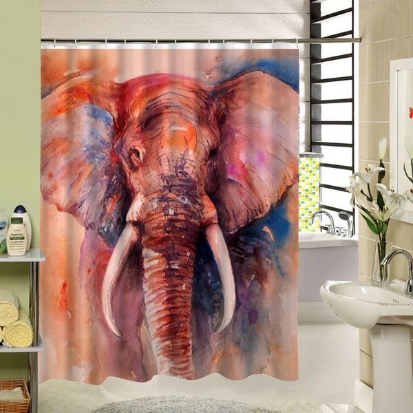

new дизайн высокого качества красочные big art elephant печати душевой занавес 3d полиэстер ткань водонепроницаемый mildewproof занавес ванн