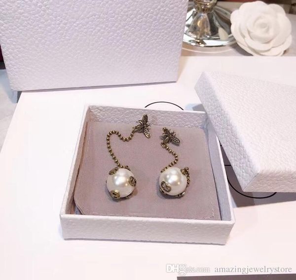 

2018 Топ Марка и качество материал серьги с цепочкой и жемчуг логотип серьги падени