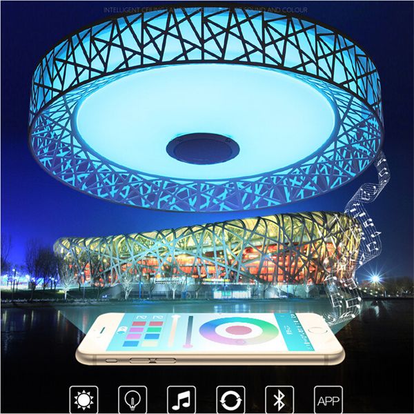 

app rgb ceiling light 36w dimmable colorful party lamp bluetooth music audio lamp 90-265v metal acrylic fixture flush mount ceiling light