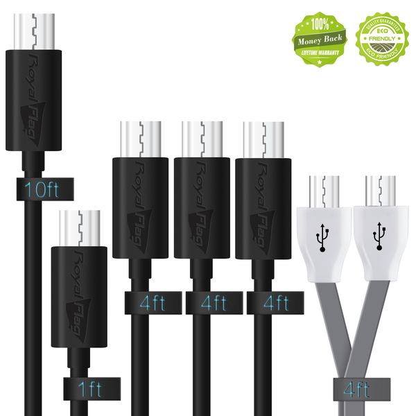 Cavi per caricabatterie Android micro USB [confezione da 6] Cavo micro ad alta velocità Cavi per caricabatterie USB Cavo di ricarica rapida micro USB durevole Cavo 2.0