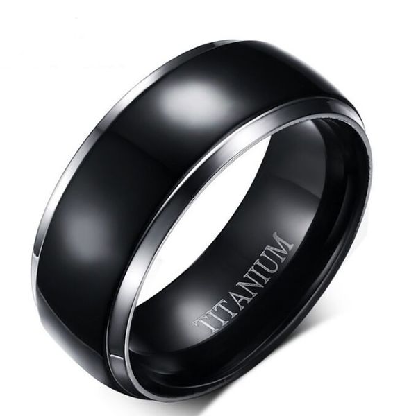 

9mm black titanium wedding ring for women/men comfort fit in usa and europe, Silver