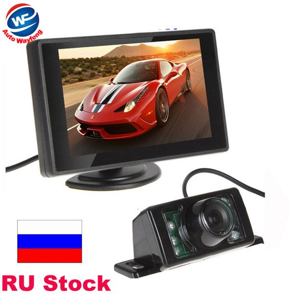 

2 in 1 auto parking assistance system 7led car rearview camera+4.3" tft lcd monitor hd 170 angle car backup camera car monitor