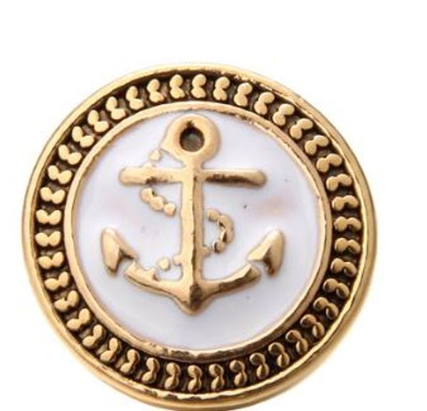 

20pcs/lot new 3 color anchor enamel 18mm noosa button snap button charm fit pendant necklace bracelet diy jewelry accessories, Bronze;silver