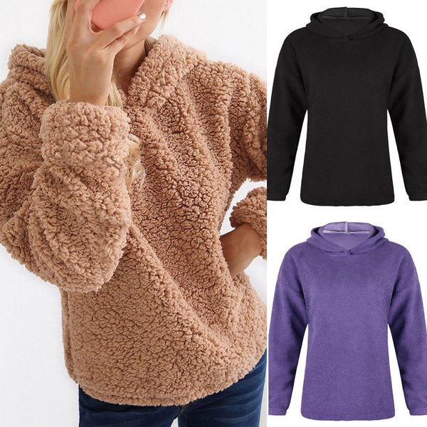 Women Ladies Loose Hooded Long Sleeves Sweater Knitted Warm Sweatshirts Clothing