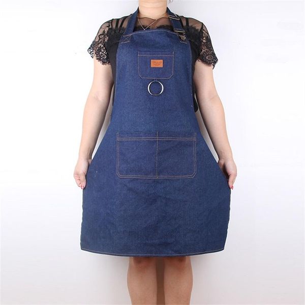 

men and women waiter milk tea shop work aprons thickening denim apron cook coverall simple durable 3cl aa