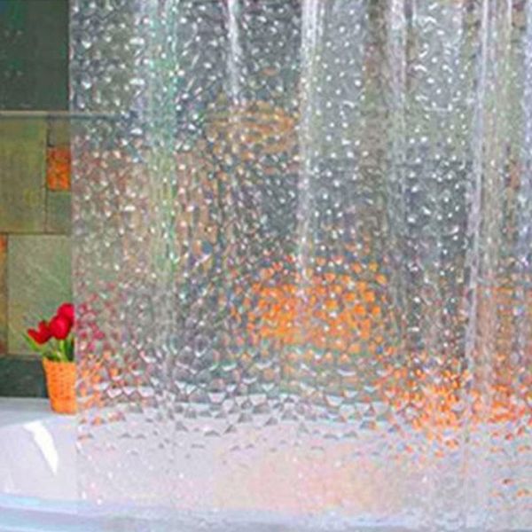 

plastic eva 3d shower curtain transparent clear water cube bathroom curtain