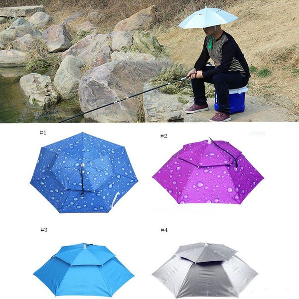 

new creative adjustable double windproof outdoor anti uv head wearing sunshade umbrella hat fishing hat ventilation heat dissipation