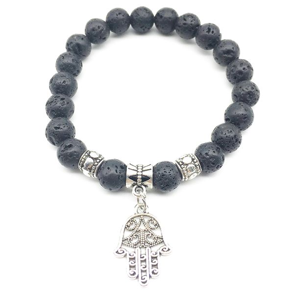 SN1332 Moda Feminina Pulseira de Alta Qualidade Natural Pedra De Lava Jóias Hamsa Charme Yoga Pulseira Atacado Frete Grátis