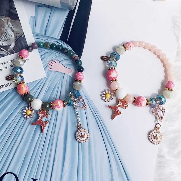 

bohemia pink cute deer bracelets for women jewelry bow-knot pendant chain link bracelet for girl gift bracelets friends, Black