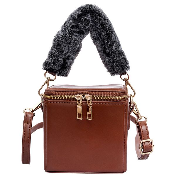 

plush women's handbag pu leather bucket bag personality women shoulder messenger bag luxury evening handbag casual travel bags